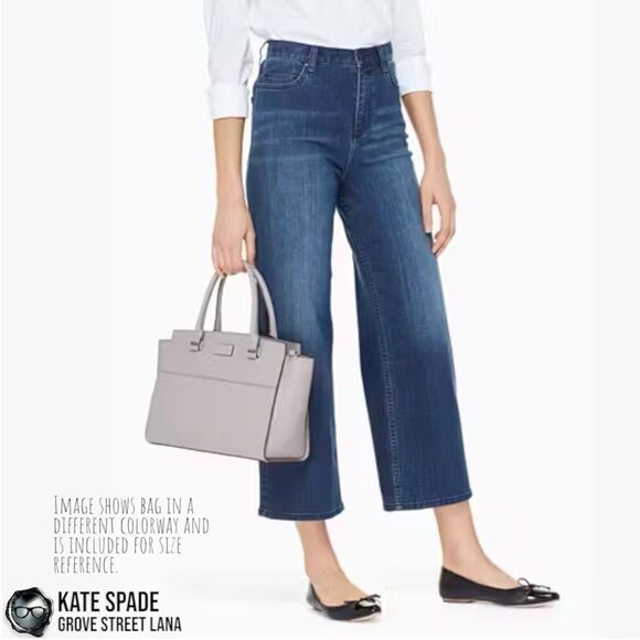 KATE SPADE GROVE STREET LANA LEATHER SATCHEL IN BLACK/CREAM WITH CROSSBODY STRAP - Picture 14 of 14